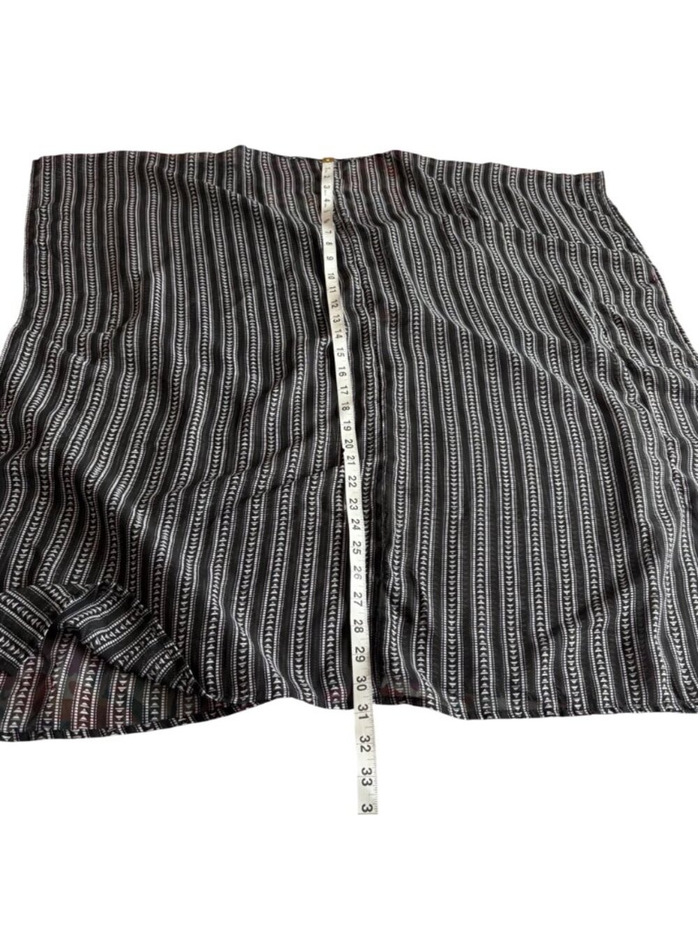 Black & White Boho Sheer Striped Beach Swim Tunic Cover Up Time & Tru L(12-14) - Picture 9 of 10